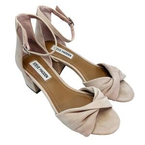 STEVE MADDEN BLLast Suede Open Toe‎ Block Heel Sandals • 5 • dusty pink